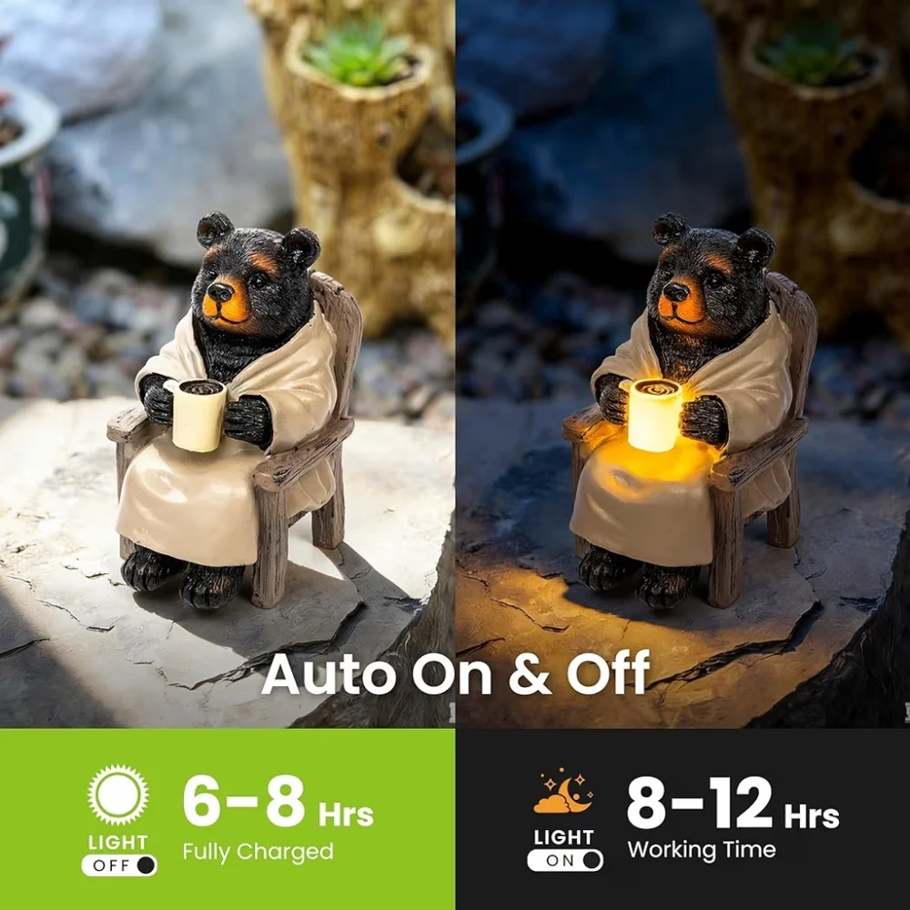 SOLAR GARDEN BLACK BEAR OUTDOOR STATUE NIB LAST ONE